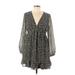 Divided by H&M Casual Dress - A-Line Plunge Long sleeves: Black Polka Dots Dresses - New - Women's Size Medium