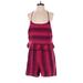 Amadi Romper Scoop Neck Sleeveless: Burgundy Print Rompers - Women's Size Small