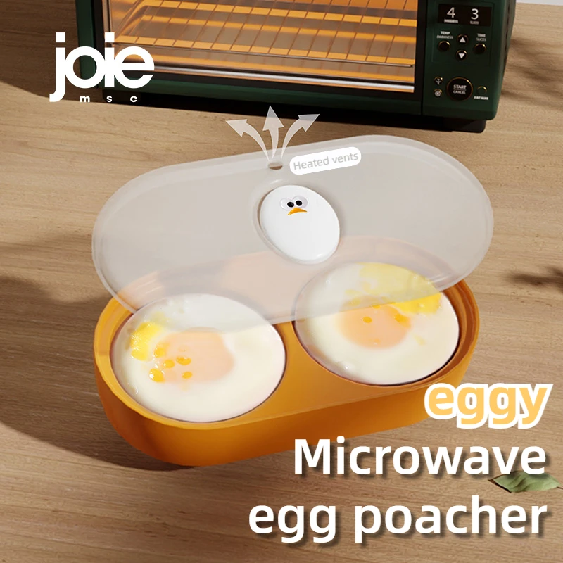 Joie Double micro-ondes poacher à œufs bol four à micro-ondes cuiseur à œufs moule à œufs boîte à œufs frits petit déjeuner boîte à œufs cuit à la vapeur outils pour œufs