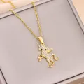 Zcomprend-Collier pendentif en cristal pour femme bijoux de cou en acier inoxydable pour femme