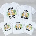 T-shirt d'Anniversaire d'Animaux du Zoo Vêtements Assortis pour la Famille Sauvage pour Enfants