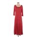 Lennie For Nina Leonard Casual Dress - A-Line Scoop Neck 3/4 sleeves: Red Print Dresses - Women's Size Small
