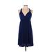 Nicole by Nicole Miller Casual Dress - Mini V Neck Sleeveless: Blue Print Dresses - Women's Size Large
