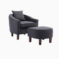 Barrel Chair - Red Barrel Studio® Mariajulia 29.13" W Barrel Chair & Ottoman Fabric in Gray | 26.77 H x 29.13 W x 27.17 D in | Wayfair
