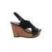 Roberto Del Carlo Wedges: Black Print Shoes - Women's Size 39 - Peep Toe