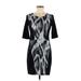 RACHEL Rachel Roy Casual Dress - Sheath Scoop Neck 3/4 sleeves: Black Print Dresses - Women's Size Medium