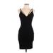 Soprano Casual Dress - Bodycon V Neck Sleeveless: Black Solid Dresses - Women's Size Large