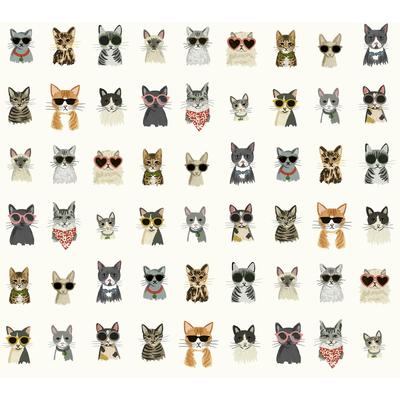 Rifle Paper Co.Cool Cats Multi White Peel and Stick Wallpaper