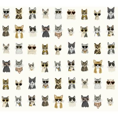 Rifle Paper Co.Cool Cats Grey and Gold Peel and Stick Wallpaper