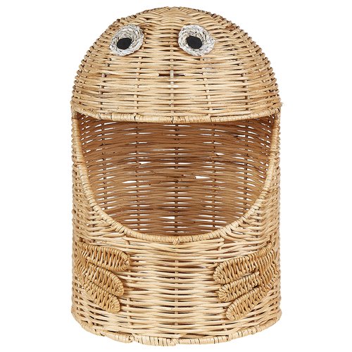 Aufbewahrungskorb Natur aus Rattan Monster Form 36 cm Boho Stil Geflochten Spielzeugkorb für Kinderzimmer