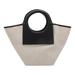 Beige And Black Leather And Canvas Cala Tote Bag