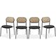 Lot de 4 chaises en tissu noir et cannage