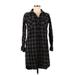 Eddie Bauer Casual Dress - Shirtdress: Gray Plaid Dresses - Women's Size 8