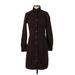 Merona Casual Dress - Shirtdress High Neck 3/4 sleeves: Brown Dresses - Women's Size Small