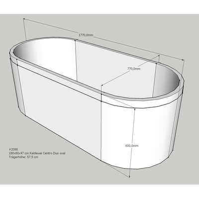 Neuesbad Wannenträger für Kaldewei Centro Duo oval Nr.128 180x80 oval SW11137