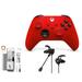 Microsoft Xbox Wireless Pulse Red Controller for Xbox Console With Black Gaming Buds + Cleaning Kit BOLT AXTION Bundle Like New