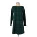 Gap Casual Dress - Shift Crew Neck Long sleeves: Green Color Block Dresses - Women's Size Small