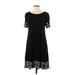 Ann Taylor LOFT Cocktail Dress - A-Line: Black Print Dresses - Women's Size X-Small