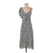 Club Monaco Casual Dress - Midi V-Neck Sleeveless: Gray Dresses - Women's Size 2