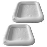 2 Pcs Inflatable Buffet Cooler Drink Holder Salad Portable Ice Tray Pvc Pool Party White