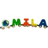 Build Your own Train with Planet Earth. Personalized Wooden Magnetic Alphabet Letters. Kids Toy and Room Decoration. Name Puzzle.