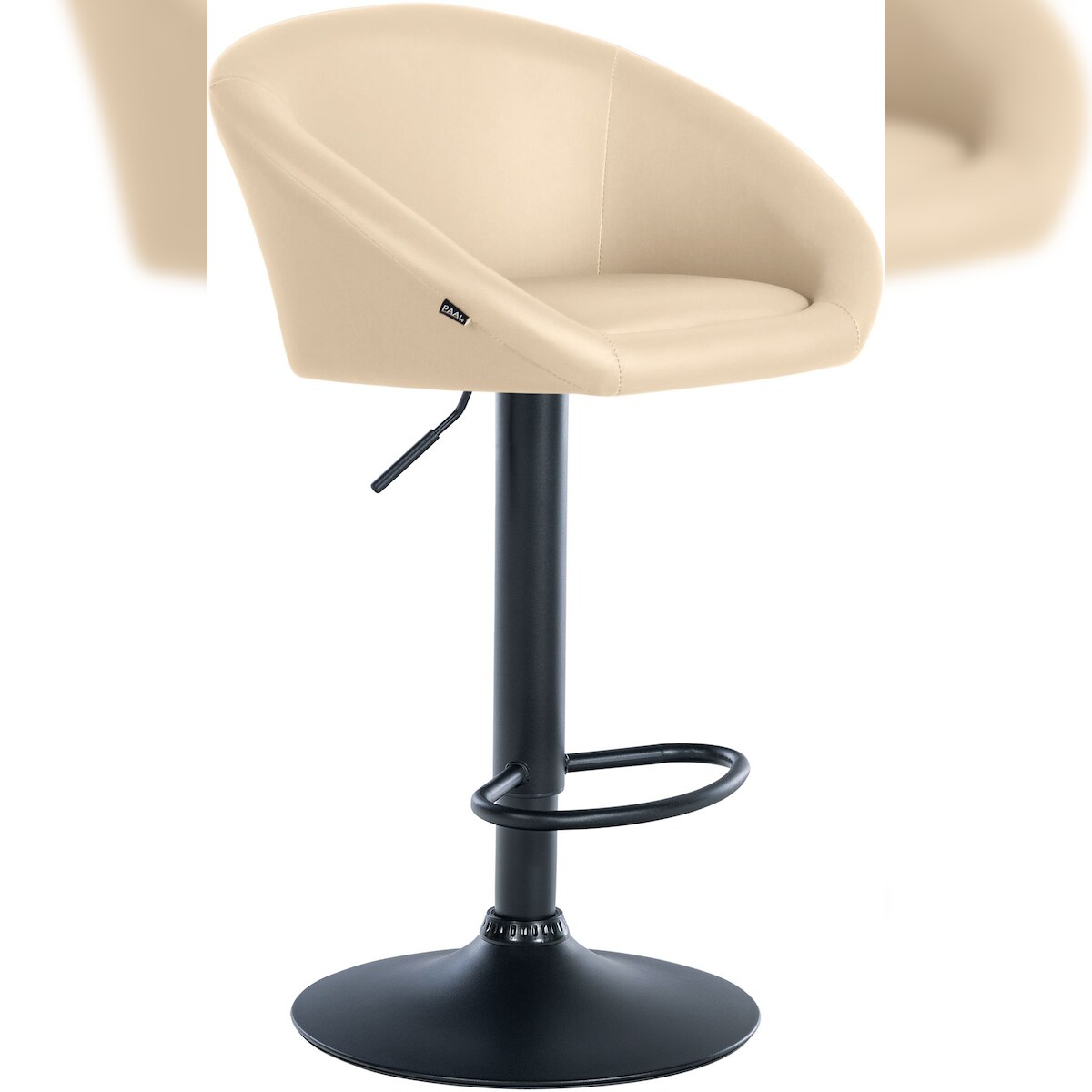 CLP Barhocker Davie Kunstleder creme/Metall matt schwarz Image