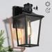 LNC 1-Light 12-in Textured Black and Clear Glass Modern Motion Sensor Dark Sky Outdoor Wall Light Entryway or Garage Door Porches Entrance Outdoor Wall Light