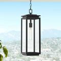 Possini Euro Design Atkins 21 1/2 High Modern Outdoor Pendant Light Fixture Ceiling Porch Hanging Matte Black Die Cast Metal