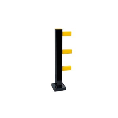 PROREGAL Rammschutz-Standpfosten Hybrid | Anfang/Ende | HxBxT 104x10x10cm | Inkl. Sicherungsstäbe & Gummieinsätze für Querbalken | Schwarz Image