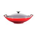 Le Creuset Cerise Cast Iron Wok and Glass Lid