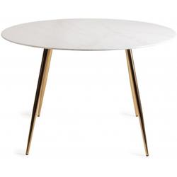 Bentley Designs Francesca White Marble Effect Tempered Glass 4 seater Round Dining Table