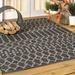 JONATHAN Y Trebol Moroccan Geometric Textured Weave Indoor/Outdoor Area Rug Black/Gray 8 X 10 Geometric 8 x 10 Outdoor Indoor Living Room