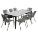 Pemberly Row 9-Piece Fabric Outdoor Dining Set in Brown/Gray