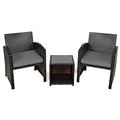 Pemberly Row 3-piece Patio Rattan/Wicker Sofas and Coffee Table in Gray Cushion