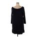 J.Crew Casual Dress - Mini Boatneck 3/4 sleeves: Black Print Dresses - Women's Size X-Large