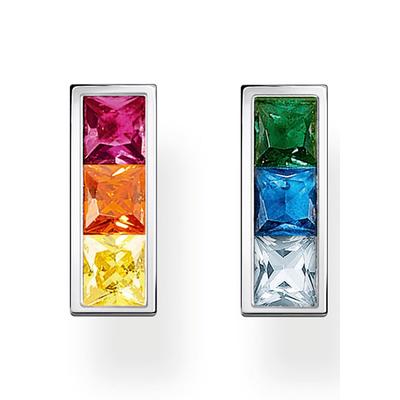Paar Ohrstecker THOMAS SABO "gold, silber, H2250-477-7, H2250-996-7", silber (silberfarben, mehrfarbig, mehrfarbig), Ohrringe, Damen, Silber 925 (Sterlingsilber), mit Glas-Keramik Stein, Korund, Zirkonia, Spinell (synth.) Image