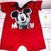 Disney One Pieces | Disney Baby 0-3 Months One Piece Mickey Mouse Shorts Outfit. | Color: Black/Red | Size: 0-3mb