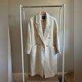 Zara Jackets & Coats | Nwt Zara Cream Rib Textured Double Breasted Peak Lapel Coat | Color: Cream | Size: Xs