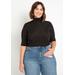 Plus Size Women's Elbow Sleeve Mock Neck Top by ELOQUII in Black Onyx (Size 26/28)