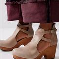 Free People Shoes | Free People Cedar Leather Platform Wood Clogs Size 10 | Color: Cream/Tan | Size: 10