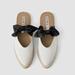 Zara Shoes | New Zara Women Natural Mules With Bow Detail | Color: Black/White | Size: 41