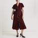 Madewell Dresses | Nwt Madewell Button Front Crinkle Cotton Midi Cabernet Red Dress 6 Casual Modest | Color: Red | Size: 6