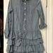 J. Crew Dresses | J Crew Blue Chambray Denim Short Sleeve Ruffle Pleated. Size 0. Pleated | Color: Blue | Size: 0