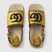 Gucci Shoes | Gucci Metallic Gold Leather Espadrille Sandals Women's Size 9-39 New In Box | Color: Black/Gold | Size: 9