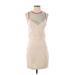 Fashion Star for Express Casual Dress - Mini Crew Neck Sleeveless: Tan Solid Dresses - Women's Size 4