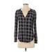 CALVIN KLEIN JEANS Long Sleeve Button Down Shirt: Black Tops - Women's Size Small