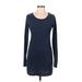 Velvet by Graham & Spencer Casual Dress - Mini Scoop Neck Long sleeves: Blue Solid Dresses - Women's Size Medium