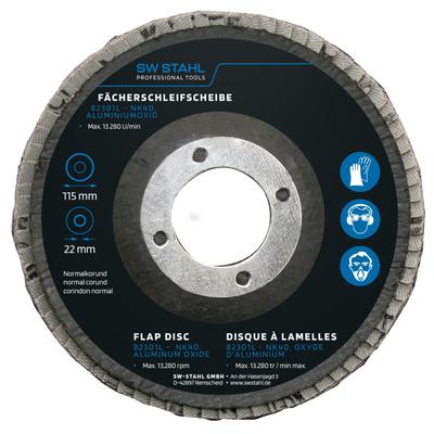 SWSTAHL Fächerschleifscheibe, Aluminiumoxid, 115 mm, NK40, 10 Stück Schleifscheibe, Winkelschleifer 82301L Image