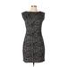 Rebecca Taylor Casual Dress - Sheath High Neck Sleeveless: Black Leopard Print Dresses - Women's Size 12