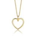 MIORE Women's Gold Plated Silver Necklace with Love Heart Pendant in 925 Solid Sterling Silver with Real Yellow Gold Plating - 45cm Curb Chain